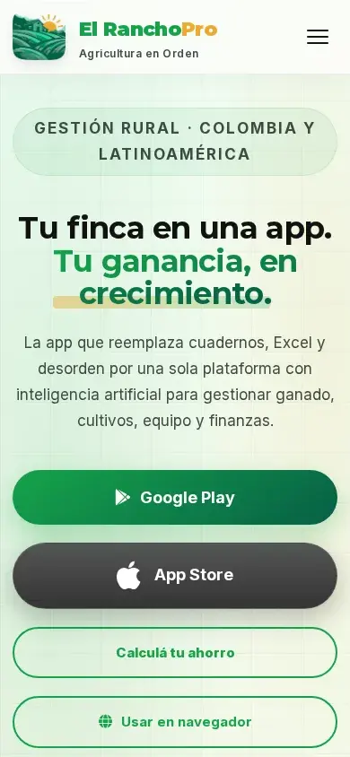 El Rancho Pro — vista mobile