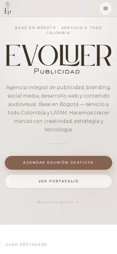 Evoluer Publicidad — vista mobile