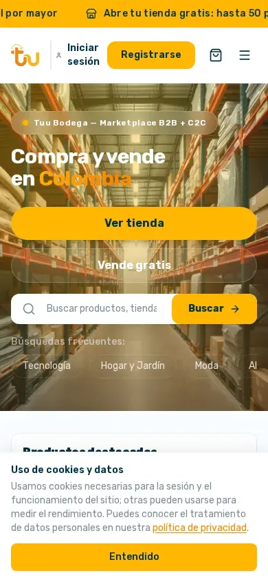 Tuu Bodega — vista mobile